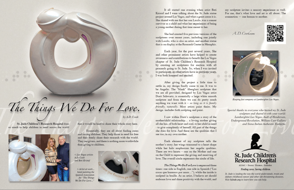 A.D. Cook's St. Jude sculpture in L'Vegue Magazine - Spring 2016