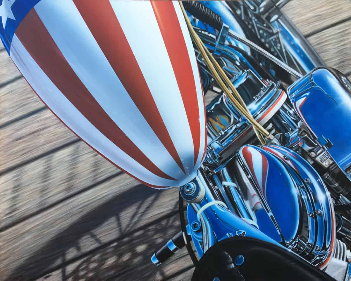 America motorcycle art by A.D. Cook (detail shot)