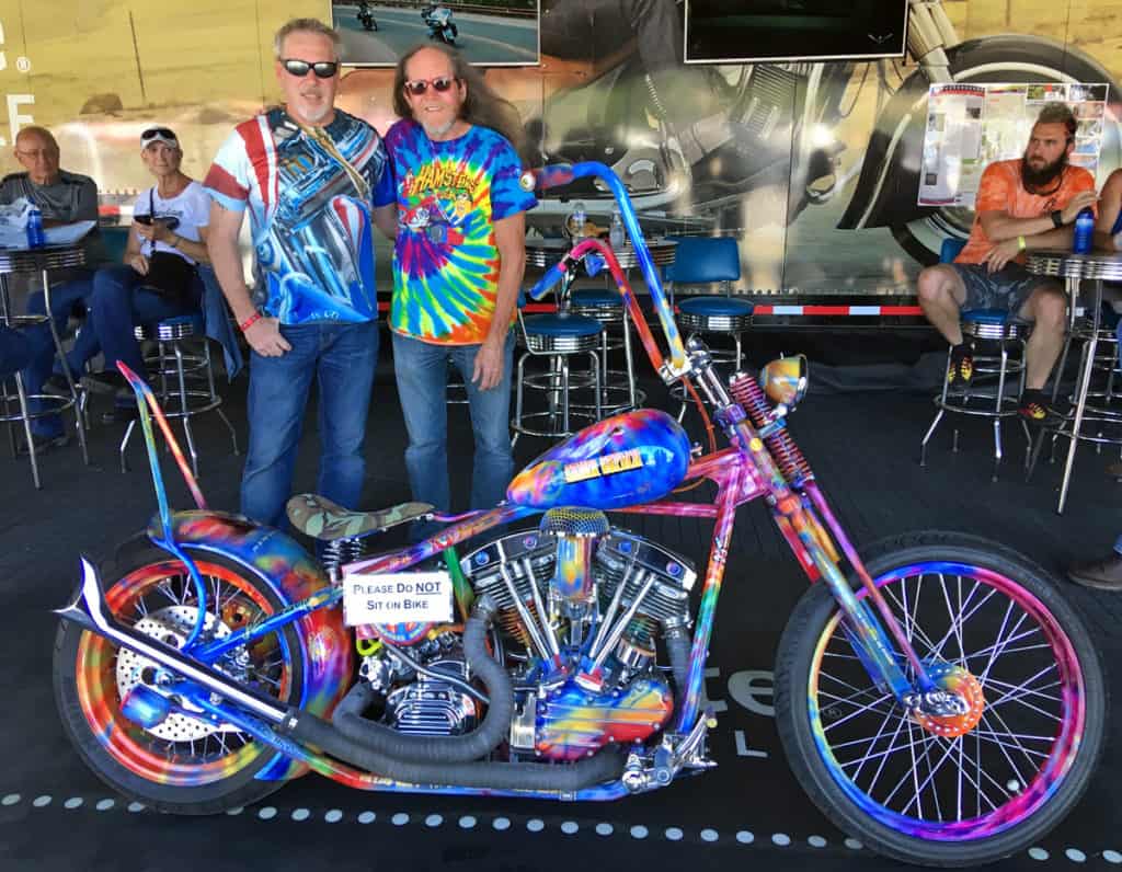 Motorcycle Artist A.D. Cook with Master Builder Rick Fairless at Sturgis.