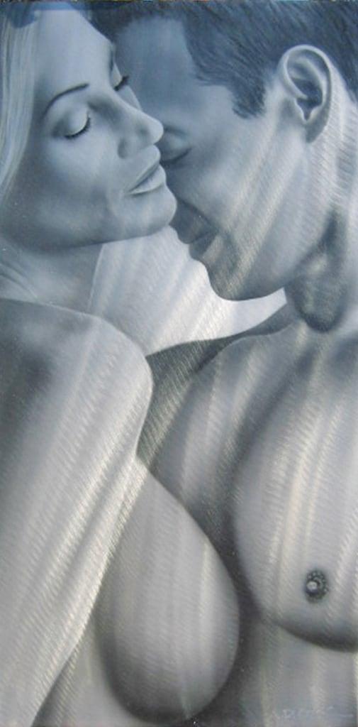 COUPLE BW art nude on metal by A.D. Cook