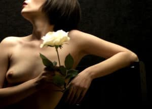 Nude Kaleena with White Rose