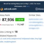 ADCook.com website Alexa Ranking 01/12/22 - 87,936 Global