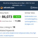 ADCook.com website Alexa Ranking 01/14/22 - 86,073 Global