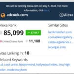 ADCook.com website Alexa Ranking 01/15/22 - 85,0799 Global