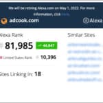 ADCook.com website Alexa Ranking 01/18/22 - 81,985 Global