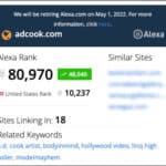 ADCook.com website Alexa Ranking 01/23/22 - 80,970 Global