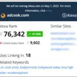 ADCook.com website Alexa Ranking 01/28/22 - 76,342 Global