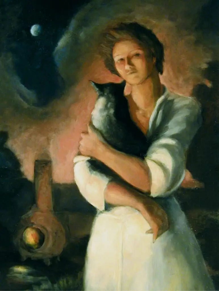 Woman With Cat by artist Stephen Barnes