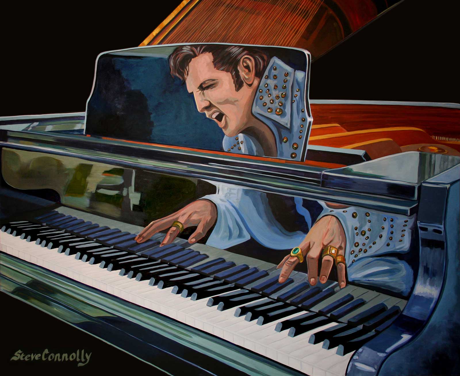 Elvis Piano painting by artist Steve Connolly